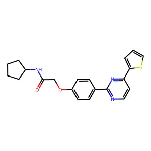 N-cyclopentyl-2-{4-[4-(2-thienyl)-2-pyrimidinyl]phenoxy}acetamide structure