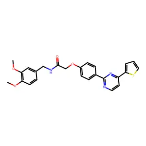 N-(3,4-dimethoxybenzyl)-2-{4-[4-(2-thienyl)-2-pyrimidinyl]phenoxy}acetamide structure