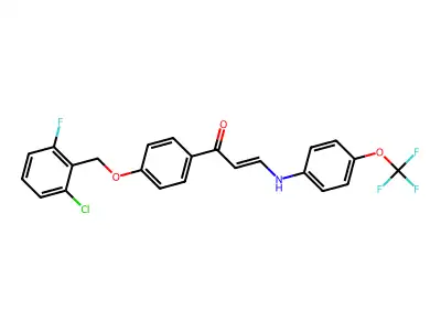(E)-1-{4-[(2-chloro-6-fluorobenzyl)oxy]phenyl}-3-[4-(trifluoromethoxy)anilino]-2-propen-1-one structure