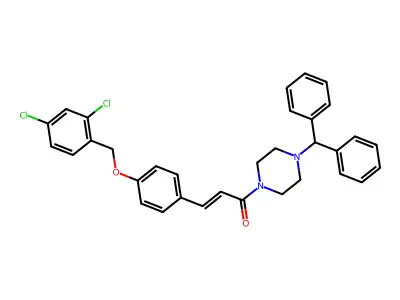 1-(4-benzhydrylpiperazin-1-yl)-3-[4-[(2,4-dichlorophenyl)methoxy]phenyl]prop-2-en-1-one structure