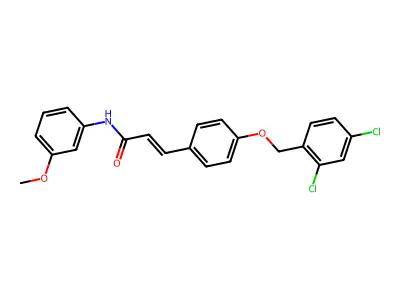3-[4-[(2,4-dichlorophenyl)methoxy]phenyl]-N-(3-methoxyphenyl)prop-2-enamide structure