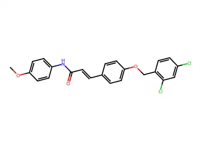 3-[4-[(2,4-dichlorophenyl)methoxy]phenyl]-N-(4-methoxyphenyl)prop-2-enamide structure