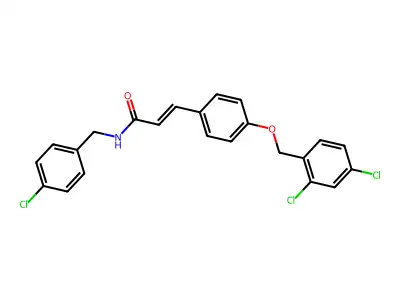 N-[(4-chlorophenyl)methyl]-3-[4-[(2,4-dichlorophenyl)methoxy]phenyl]prop-2-enamide structure