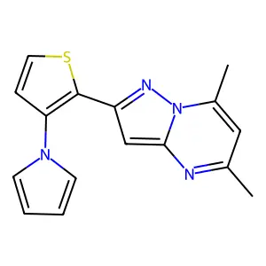 5,7-dimethyl-2-[3-(1H-pyrrol-1-yl)-2-thienyl]pyrazolo[1,5-a]pyrimidine structure