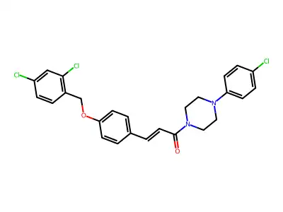 1-[4-(4-chlorophenyl)piperazin-1-yl]-3-[4-[(2,4-dichlorophenyl)methoxy]phenyl]prop-2-en-1-one structure