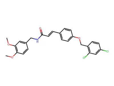 3-[4-[(2,4-dichlorophenyl)methoxy]phenyl]-N-[(3,4-dimethoxyphenyl)methyl]prop-2-enamide structure