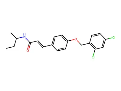 N-butan-2-yl-3-[4-[(2,4-dichlorophenyl)methoxy]phenyl]prop-2-enamide structure