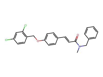 N-benzyl-3-[4-[(2,4-dichlorophenyl)methoxy]phenyl]-N-methylprop-2-enamide structure