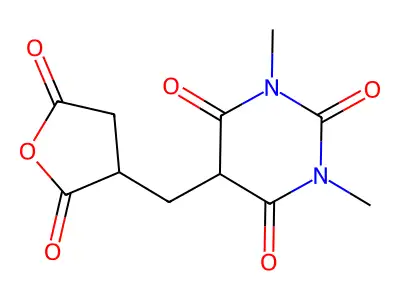 5-[(2,5-Dioxooxolan-3-yl)methyl]-1,3-dimethyl-1,3-diazinane-2,4,6-trione structure