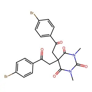 5,5-Bis[2-(4-bromophenyl)-2-oxoethyl]-1,3-dimethyl-1,3-diazinane-2,4,6-trione structure