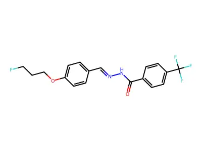N-[[4-(3-fluoropropoxy)phenyl]methylideneamino]-4-(trifluoromethyl)benzamide structure