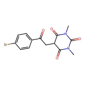5-[2-(4-bromophenyl)-2-oxoethyl]-1,3-dimethyl-2,4,6(1H,3H,5H)-pyrimidinetrione structure