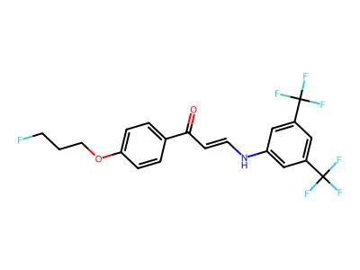 3-[3,5-Bis(trifluoromethyl)anilino]-1-[4-(3-fluoropropoxy)phenyl]prop-2-en-1-one structure