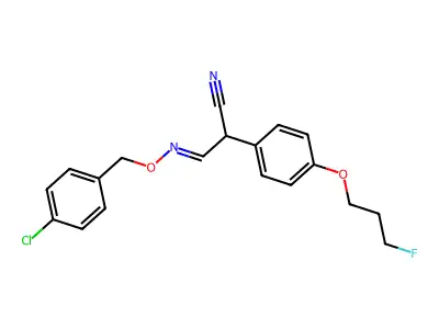 3-[(4-Chlorophenyl)methoxyimino]-2-[4-(3-fluoropropoxy)phenyl]propanenitrile structure