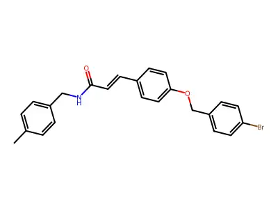 3-[4-[(4-bromophenyl)methoxy]phenyl]-N-[(4-methylphenyl)methyl]prop-2-enamide structure