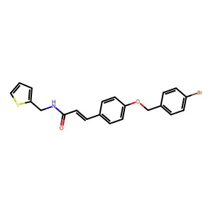 3-[4-[(4-bromophenyl)methoxy]phenyl]-N-(thiophen-2-ylmethyl)prop-2-enamide structure