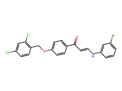 3-(3-Bromoanilino)-1-[4-[(2,4-dichlorophenyl)methoxy]phenyl]prop-2-en-1-one structure