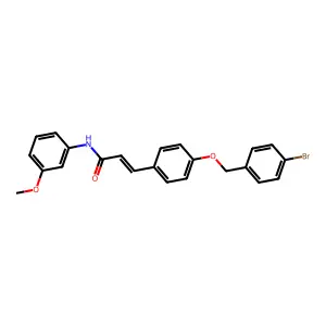 3-[4-[(4-bromophenyl)methoxy]phenyl]-N-(3-methoxyphenyl)prop-2-enamide structure