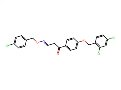 3-[(4-chlorophenyl)methoxyimino]-1-[4-[(2,4-dichlorophenyl)methoxy]phenyl]propan-1-one structure