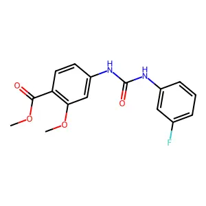 Methyl 4-{[(3-fluoroanilino)carbonyl]amino}-2-methoxybenzenecarboxylate structure