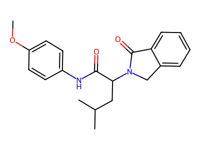 N-(4-methoxyphenyl)-4-methyl-2-(1-oxo-1,3-dihydro-2H-isoindol-2-yl)pentanamide structure