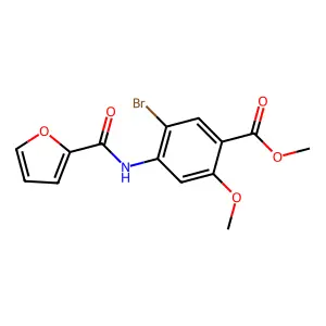 Methyl 5-bromo-4-[(2-furylcarbonyl)amino]-2-methoxybenzenecarboxylate structure