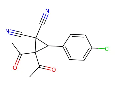 2,2-Diacetyl-3-(4-chlorophenyl)cyclopropane-1,1-dicarbonitrile structure