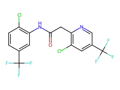 N-[2-chloro-5-(trifluoromethyl)phenyl]-2-[3-chloro-5-(trifluoromethyl)pyridin-2-yl]acetamide structure