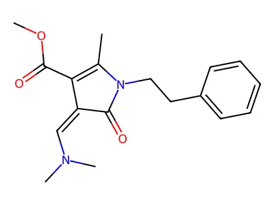 methyl 3-[(Z)-(dimethylamino)methylidene]-5-methyl-2-oxo-1-phenethyl-1,2-dihydro-3H-pyrrole-4-carboxylate structure