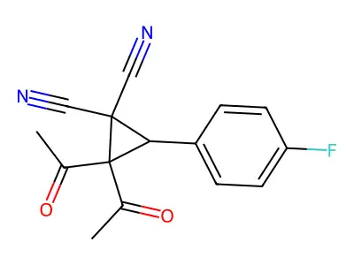2,2-Diacetyl-3-(4-fluorophenyl)cyclopropane-1,1-dicarbonitrile structure