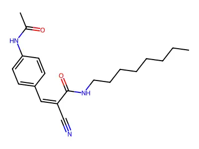 2-cyano-3-(4-acetamidophenyl)-N-octylprop-2-enamide structure