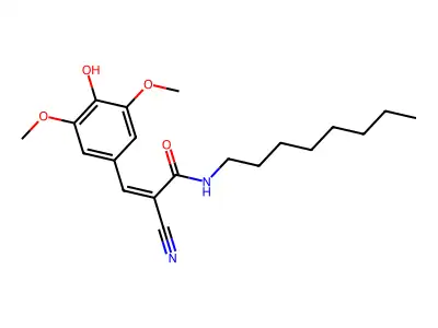 2-cyano-3-(4-hydroxy-3,5-dimethoxyphenyl)-N-octylprop-2-enamide structure