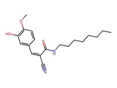 2-cyano-3-(3-hydroxy-4-methoxyphenyl)-N-octylprop-2-enamide structure