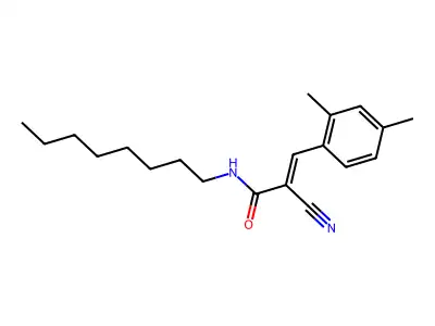 2-cyano-3-(2,4-dimethylphenyl)-N-octylprop-2-enamide structure