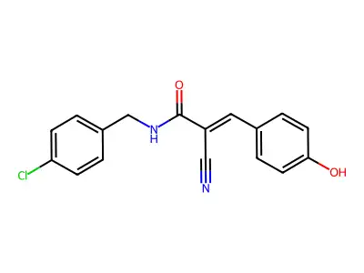 N-[(4-chlorophenyl)methyl]-2-cyano-3-(4-hydroxyphenyl)prop-2-enamide structure