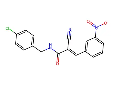 (E)-N-[(4-chlorophenyl)methyl]-2-cyano-3-(3-nitrophenyl)prop-2-enamide structure