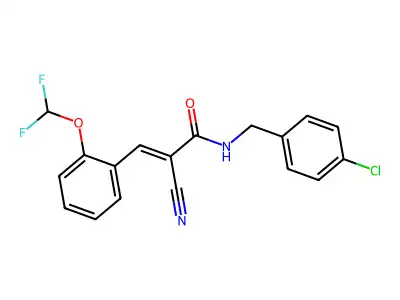 N-[(4-chlorophenyl)methyl]-2-cyano-3-[2-(difluoromethoxy)phenyl]prop-2-enamide structure
