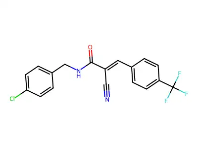 N-[(4-chlorophenyl)methyl]-2-cyano-3-[4-(trifluoromethyl)phenyl]prop-2-enamide structure