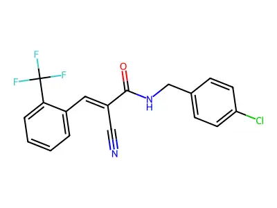 (E)-N-[(4-chlorophenyl)methyl]-2-cyano-3-[2-(trifluoromethyl)phenyl]prop-2-enamide structure