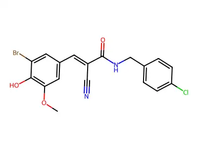 3-(3-bromo-4-hydroxy-5-methoxy-phenyl)-N-[(4-chlorophenyl)methyl]-2-cyano-prop-2-enamide structure
