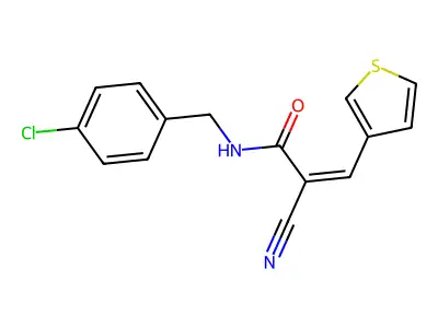 N-[(4-chlorophenyl)methyl]-2-cyano-3-(thiophen-3-yl)prop-2-enamide structure