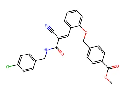 Methyl 4-[[2-[2-[(4-chlorophenyl)methylcarbamoyl]-2-cyano-ethenyl]phenoxy]methyl]benzoate structure