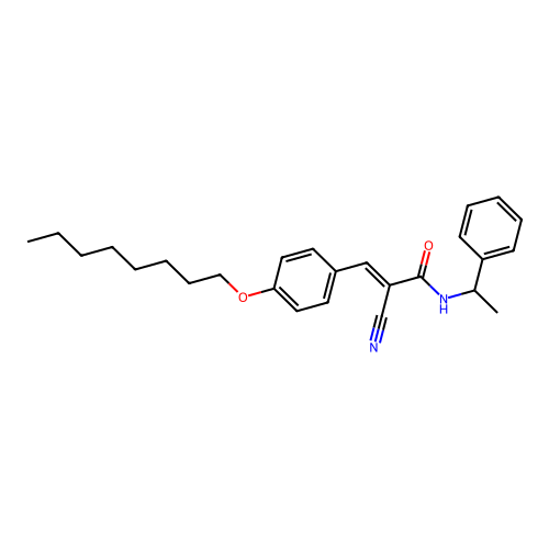 (E)-2-cyano-3-(4-octoxyphenyl)-N-(1-phenylethyl)prop-2-enamide structure