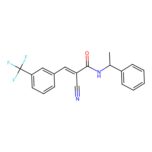 (E)-2-cyano-N-(1-phenylethyl)-3-[3-(trifluoromethyl)phenyl]prop-2-enamide structure