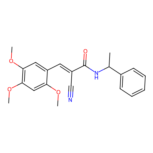 2-cyano-N-(1-phenylethyl)-3-(2,4,5-trimethoxyphenyl)prop-2-enamide structure