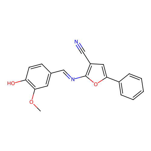 2-[(4-Hydroxy-3-methoxyphenyl)methylideneamino]-5-phenylfuran-3-carbonitrile structure