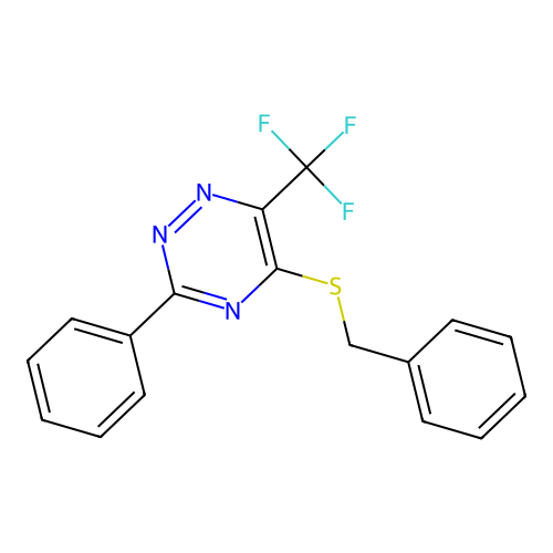 5-(Benzylsulfanyl)-3-phenyl-6-(trifluoromethyl)-1,2,4-triazine structure