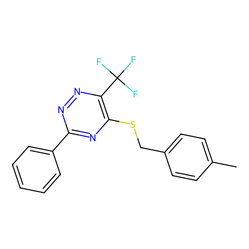 4-Methylbenzyl 3-phenyl-6-(trifluoromethyl)-1,2,4-triazin-5-yl sulfide structure