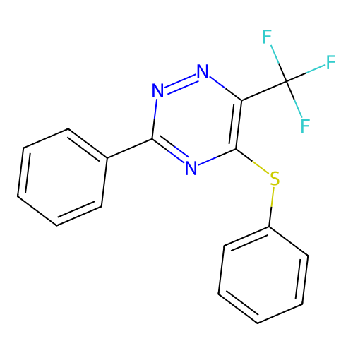 3-Phenyl-5-(phenylsulfanyl)-6-(trifluoromethyl)-1,2,4-triazine structure
