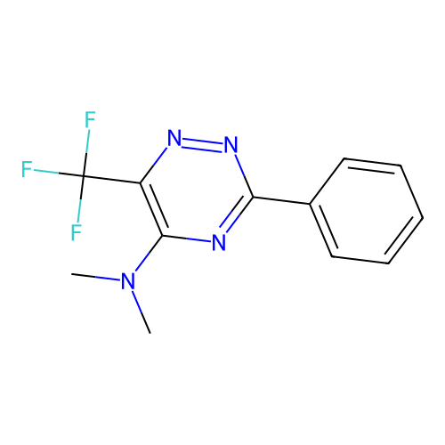 N,N-dimethyl-3-phenyl-6-(trifluoromethyl)-1,2,4-triazin-5-amine structure